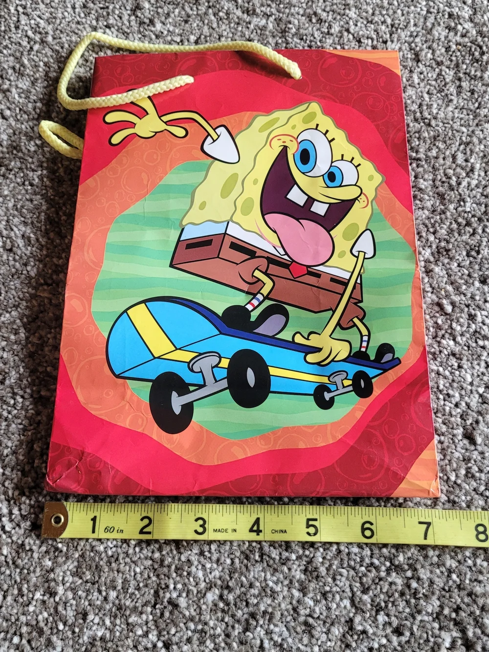2004 SPONGEBOB SQUAREPANTS Skateboarding GIFT BAG Birthday Bag Nickelodeon RARE